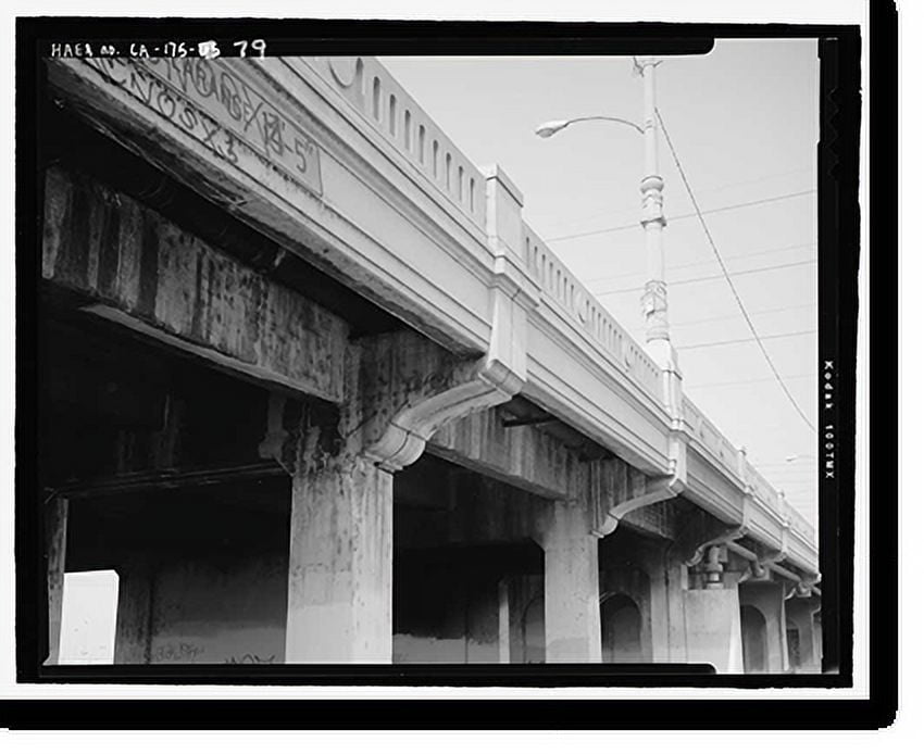 Historic Print, First Street Bridge, Spanning Los Angeles River at