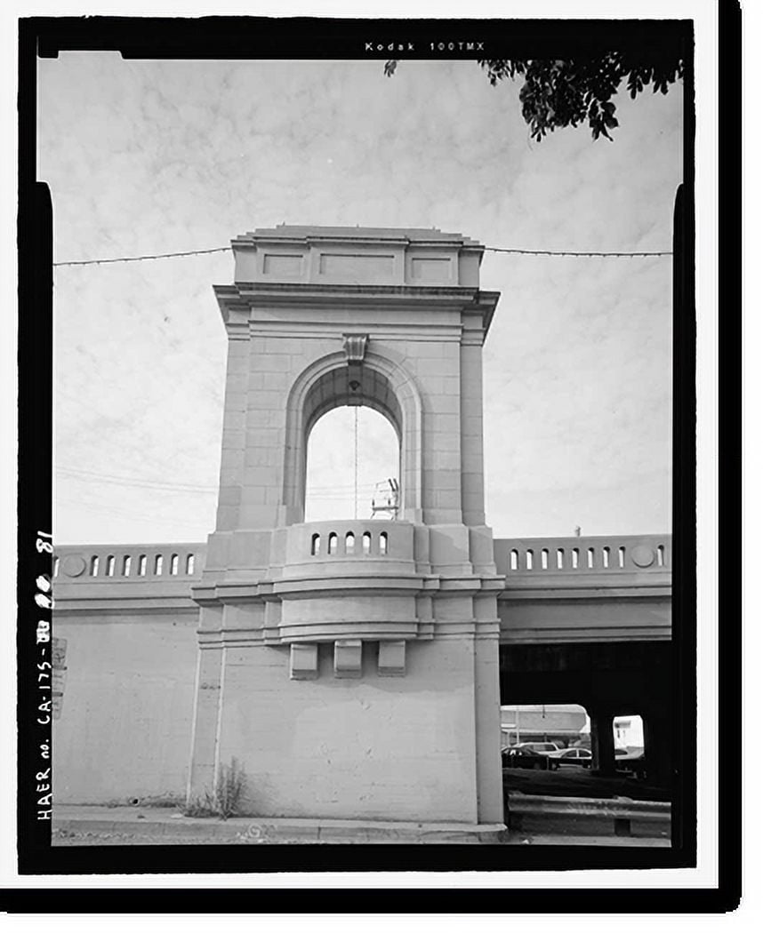 Historic Print, First Street Bridge, Spanning Los Angeles River at