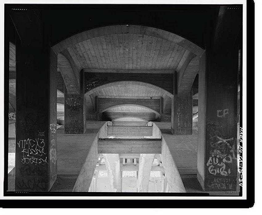 Historic Print, First Street Bridge, Spanning Los Angeles River at