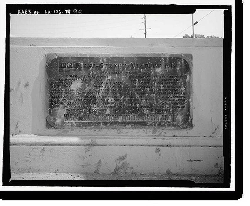 Historic Print, First Street Bridge, Spanning Los Angeles River at