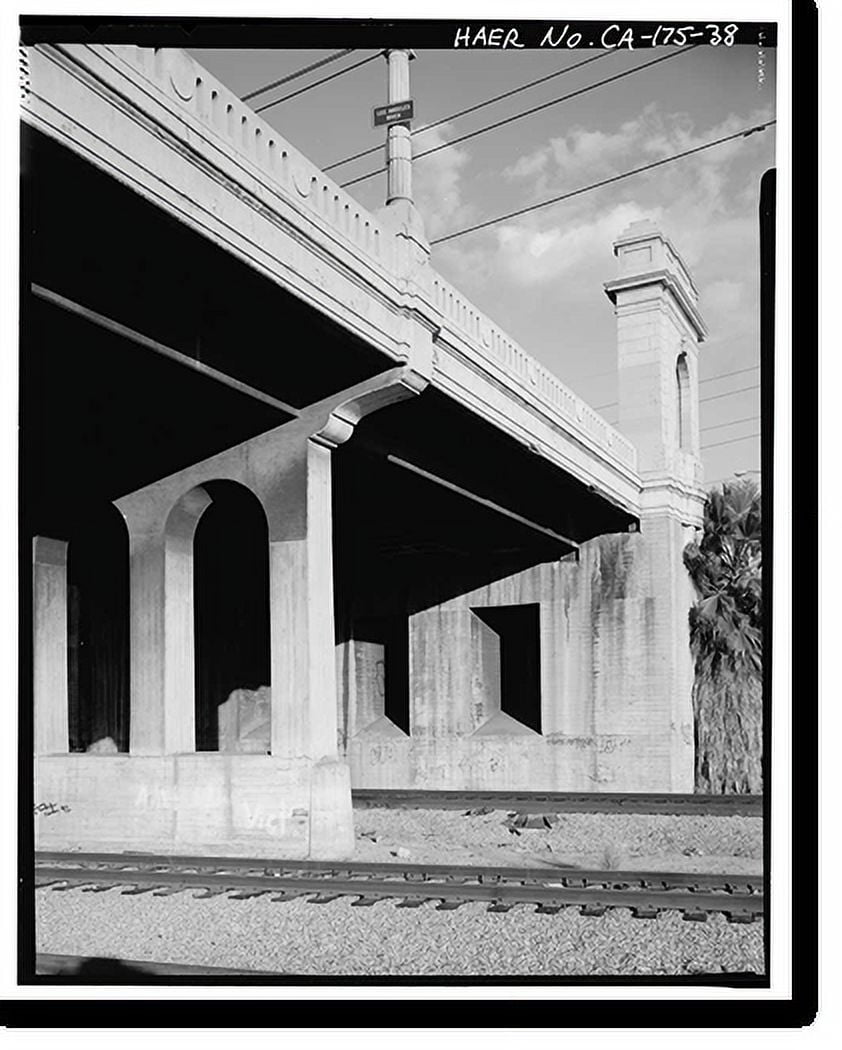 Historic Print, First Street Bridge, Spanning Los Angeles River at