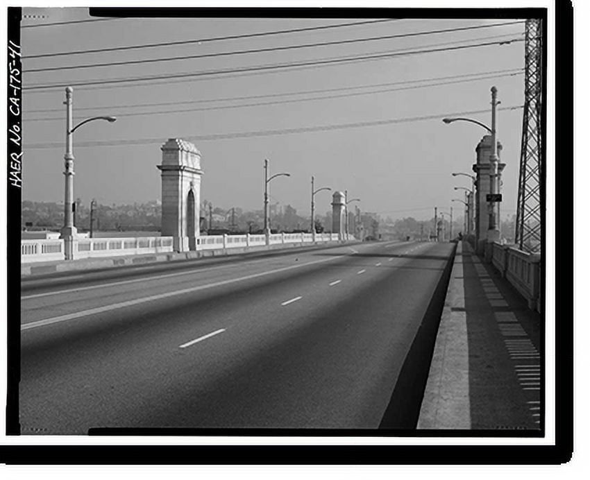 Historic Print, First Street Bridge, Spanning Los Angeles River at