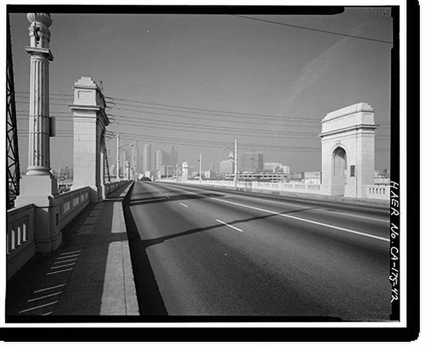 Historic Print, First Street Bridge, Spanning Los Angeles River at