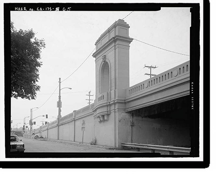 Historic Print, First Street Bridge, Spanning Los Angeles River at