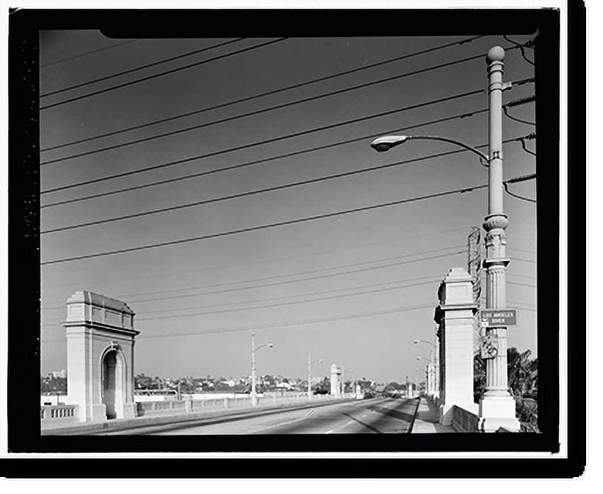 Historic Print, First Street Bridge, Spanning Los Angeles River at