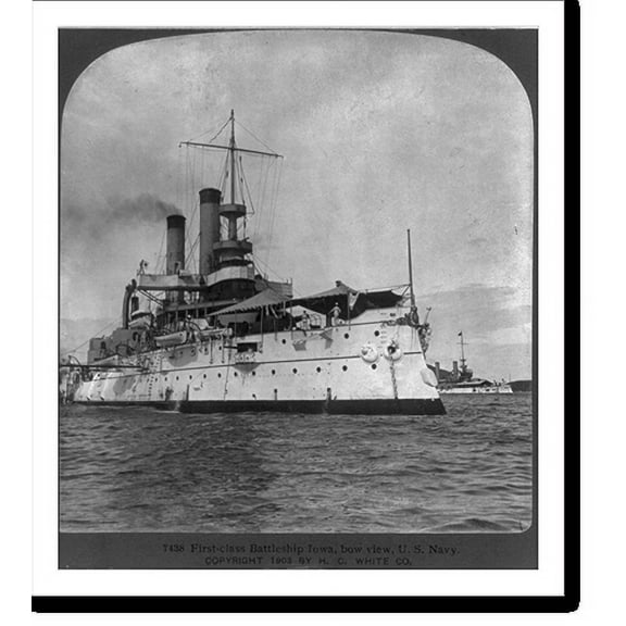 Historic Print, First-class battleship IOWA, bow view, U.S. Navy, 18" x 24"