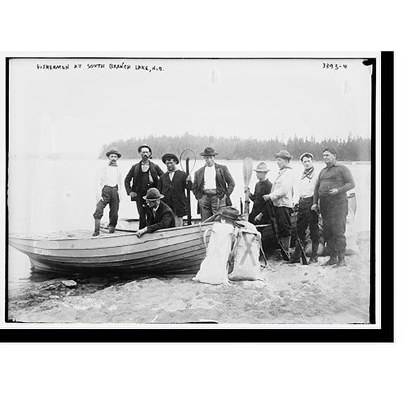 Historic Print, Fishermen at S. Branch Lake, N.B., 16" x 20"