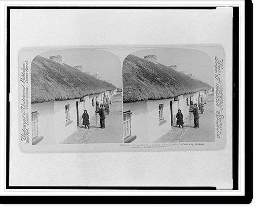 Historic Print, Fishermen's Cottages in Claddagh, a fishing suburb of