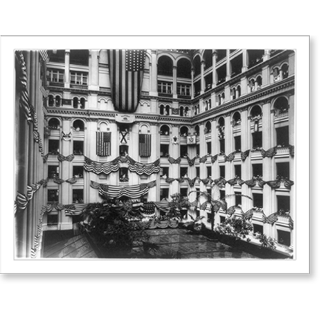 Historic Print, [Flagdraped interior court of Old Post Office on