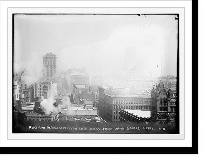 Historic Print, Flatiron & Metropolitan Life Bldgs. From Union Square