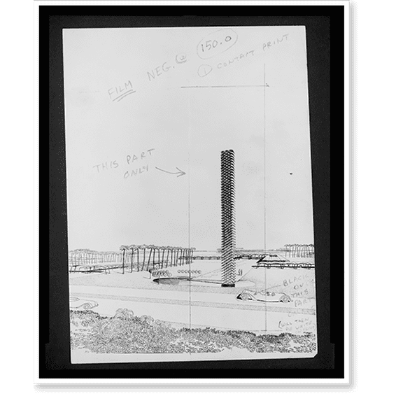 Historic Print, [Floating Islands, Leesburg, Florida (project). Entrance. Rendering].Rudolph '53. - 2, 18" x 24"
