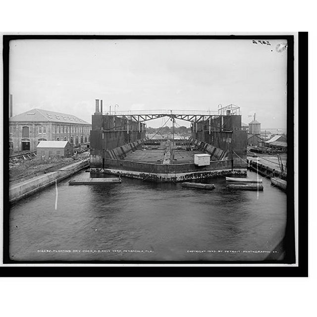 Historic Print, Floating dry dock, U.S. Navy Yard, Pensacola, Fla., 16