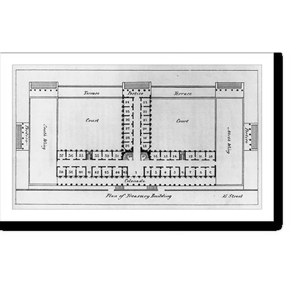 Historic Print, Floor plan of Treasury Building, 16" x 20"