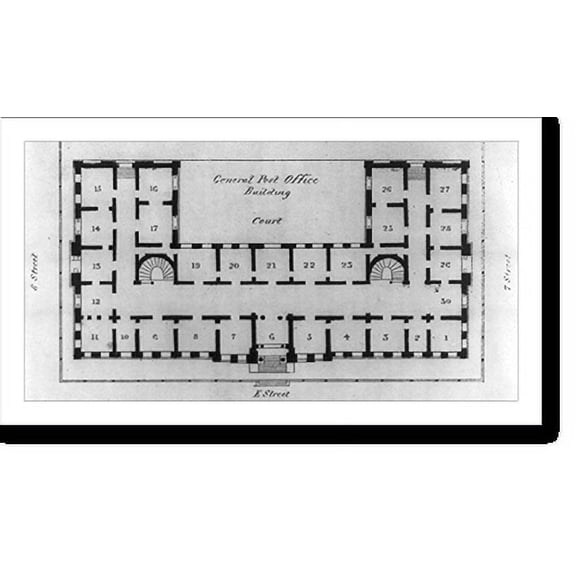 Historic Print, Floor plan of the General Post Office Building [Wash., D.C.], 18" x 24"