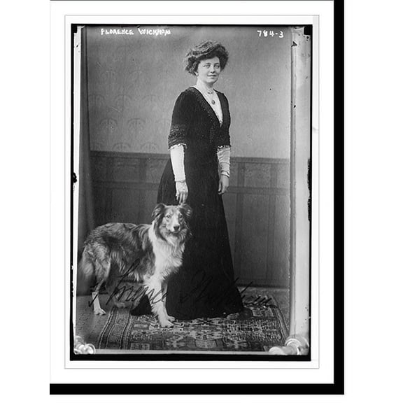 Historic Print, Florence Wickham, with dog, 16" x 20"