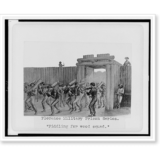 Historic Print, Florence military prison series - Fiddling for wood squad"", 16" x 20"