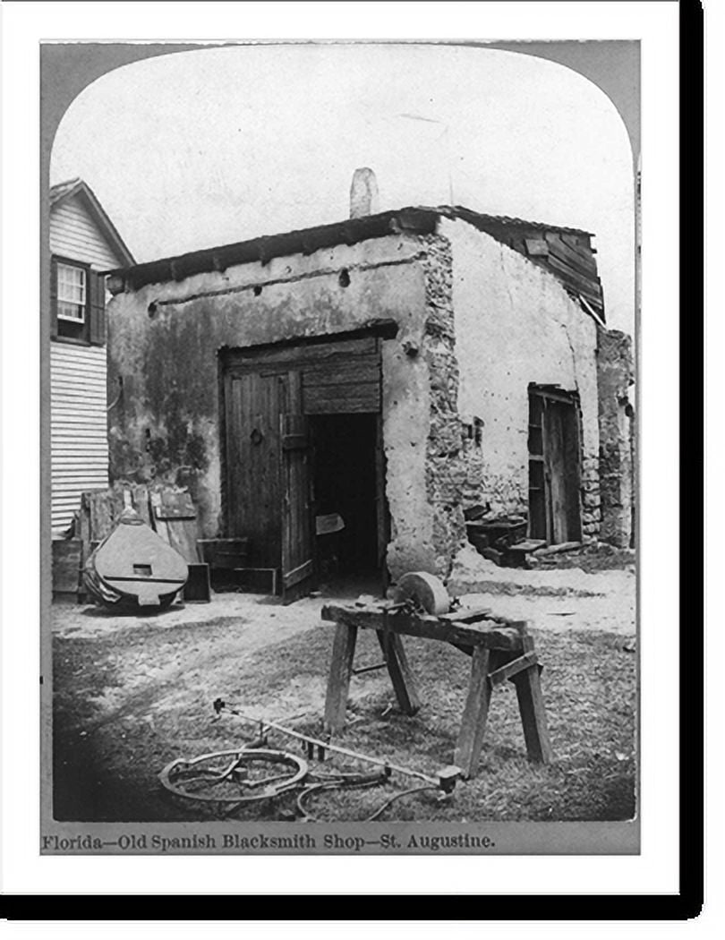 Historic Print, Florida Old Spanish Blacksmith Shop St. Augustine