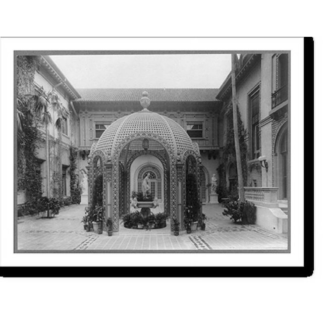 Historic Print, Florida. Palm Beach. Patio in Whitehall, 16" x 20