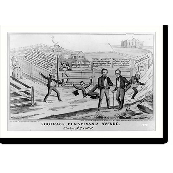 Historic Print, Footrace, Pennsylvania Avenue. Stakes $25,000, 16" x 20"