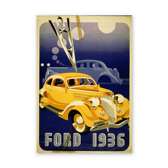 Historic Print, Ford 1936.J. Olséns litografiska Anstalt, Sthlm., 16" x 20"