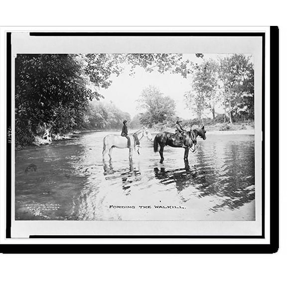 Historic Print, Fording the Walkill.photo and publ. by C.E. Browne, Highland, N.Y., 16" x 20"