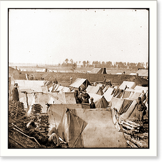 Historic Print, Fort Burnham Va. Encampment and earthworks, 16" x 20"