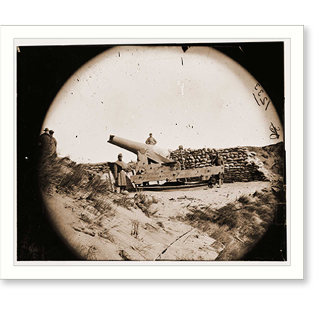 Historic Print, Fort Fisher North Carolina. Gun with muzzle shot away