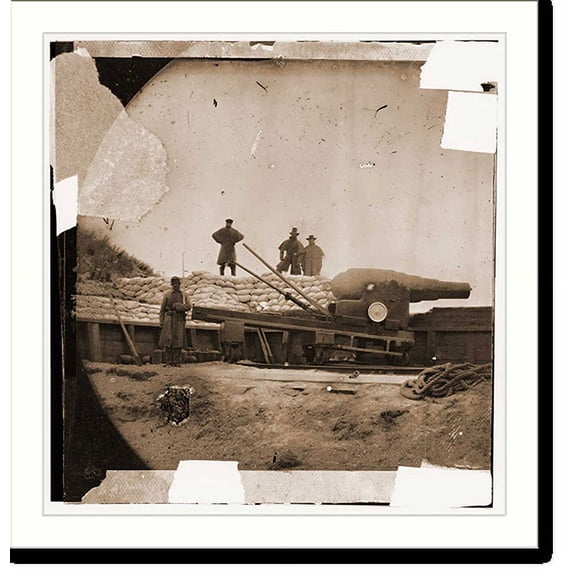 Historic Print, Fort Fisher North Carolina. Interior view. English Armstrong gun, 16" x 20"