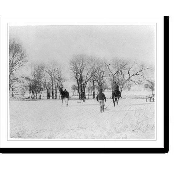Historic Print, Fort Meade, South Dakota: Cutting ice - marking the cakes, 16" x 20"