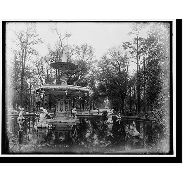 Historic Print, Fountain, Forsyth Park, Savannah, Ga., 16" x 20