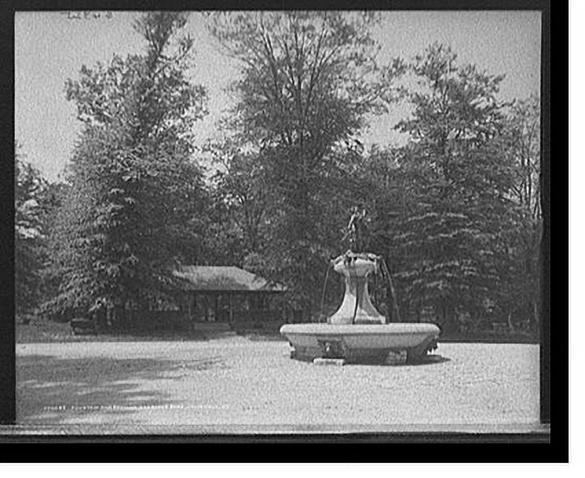 Historic Print, Fountain and pavilion, Cherokee Park, Louisville, Ky