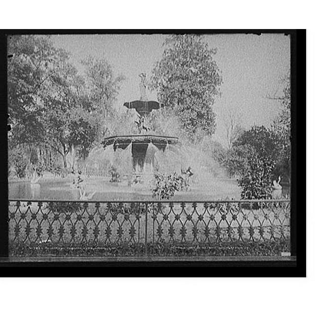 Historic Print, Fountain in Forsyth Park, Savannah, Ga., 16" x 20