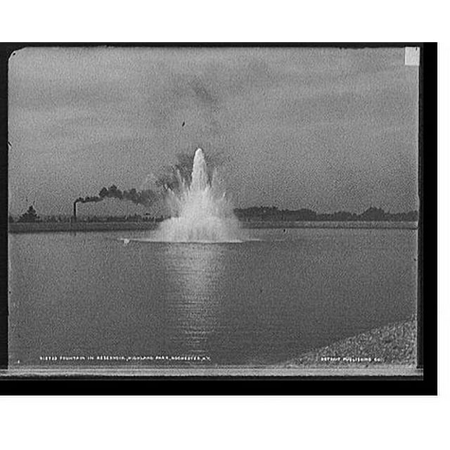 Historic Print, Fountain in reservoir, Highland Park, Rochester, N.Y