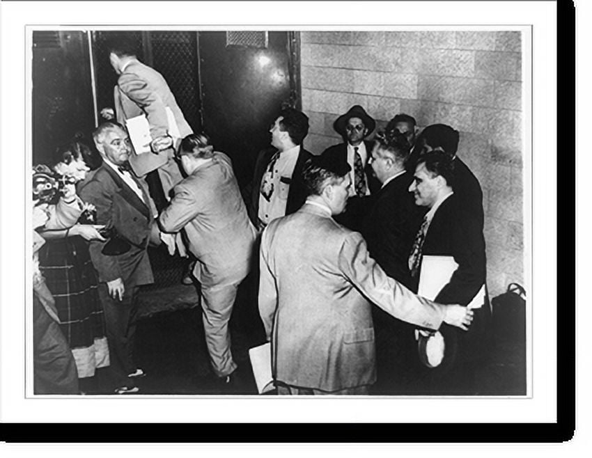 Historic Print, [Four communist party members getting on van to go to
