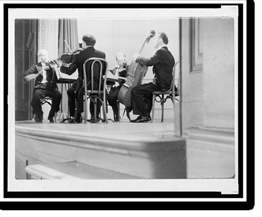 Historic Print, [Four members of a string quartet, performing in the