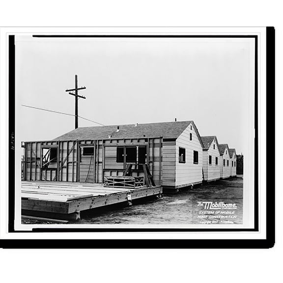 Historic Print, [Four small homes and typical wall framing].Rountree., 16" x 20"