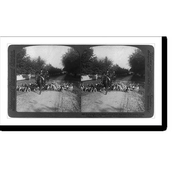 Historic Print, Fox hounds of the Meadowbrook Club. first meet of the season. Long Island, New York, 18" x 24"