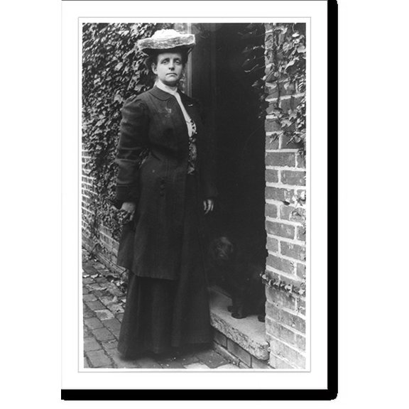 Historic Print, [Frances Benjamin Johnston, in doorway with cocker spaniel], 16" x 20"