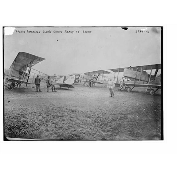 Historic Print, Franco-American Flying Corps Ready to Start, 16" x 20"