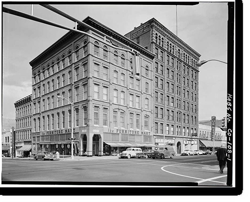 Historic Print, Fred Davis Furniture Mart & Railroad Building, 1501 Larimer Street, Denver