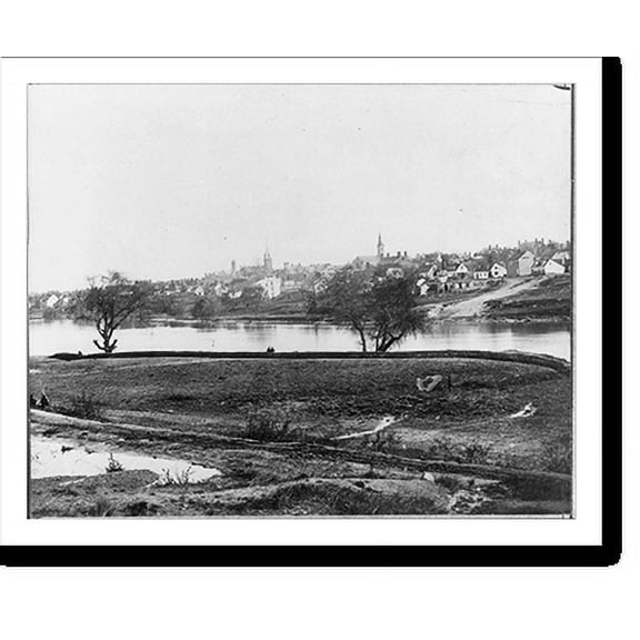 Historic Print, [Fredericksburg, Va., from across Rappahannock River], 16" x 20"