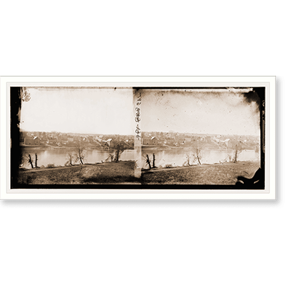 Historic Print, Fredericksburg Virginia. View of town from east bank of the Rappahannock - 2, 16" x 20"