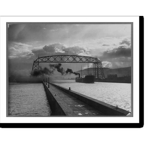 Historic Print, [Freighter under transporter bridge, Duluth, Minnesota], 16" x 20"