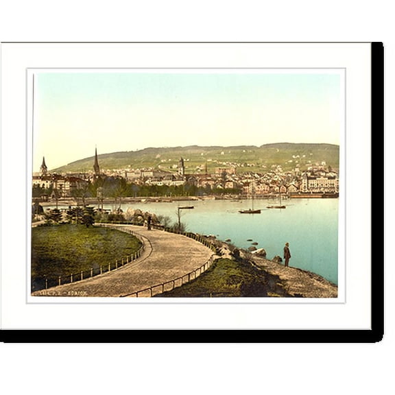 Historic Print, From Alpenquay with Alpenquay and Zurichberg Zurich Switzerland, 16" x 20"