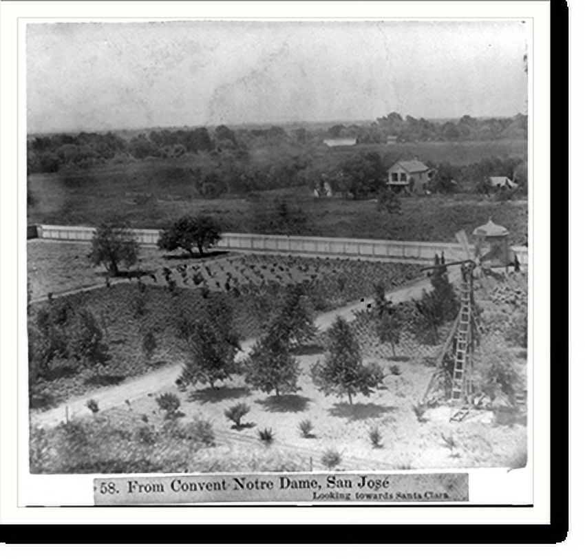 Historic Print, From Convent Notre Dame, San José looking towards Santa