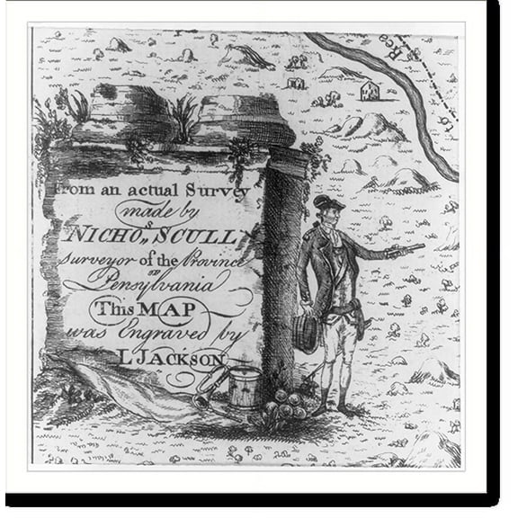Historic Print, From an actual survey made by Nichos. Scull surveyor of the province of Pensylvania [sic].engraved by L. Jackson., 18" x 24"