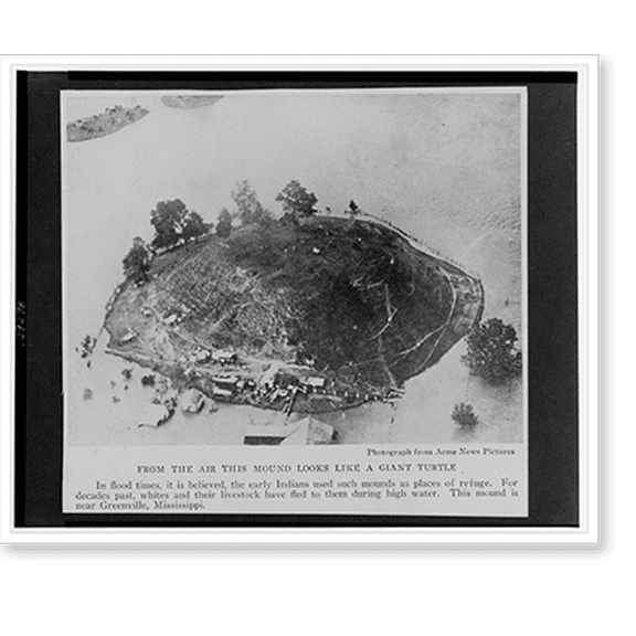 Historic Print, From the air this mound looks like a giant turtle.photograph from Acme News Pictures., 18" x 24"