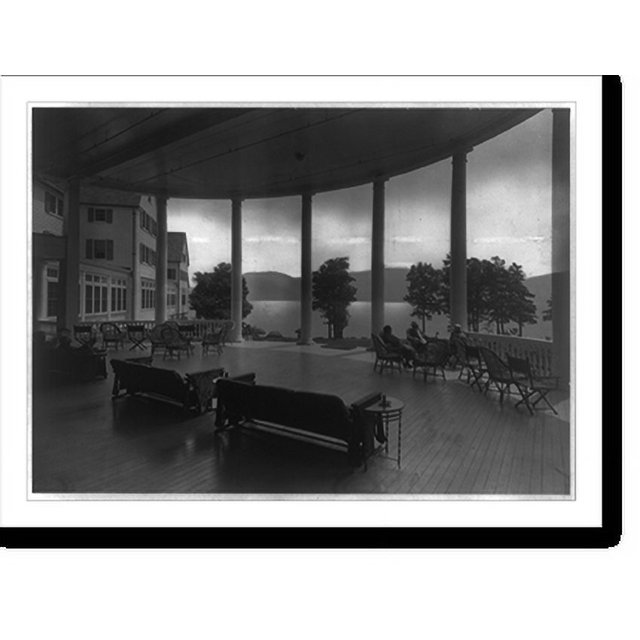 Historic Print, Front porch of the Sagamore, Bolton Landing, Lake