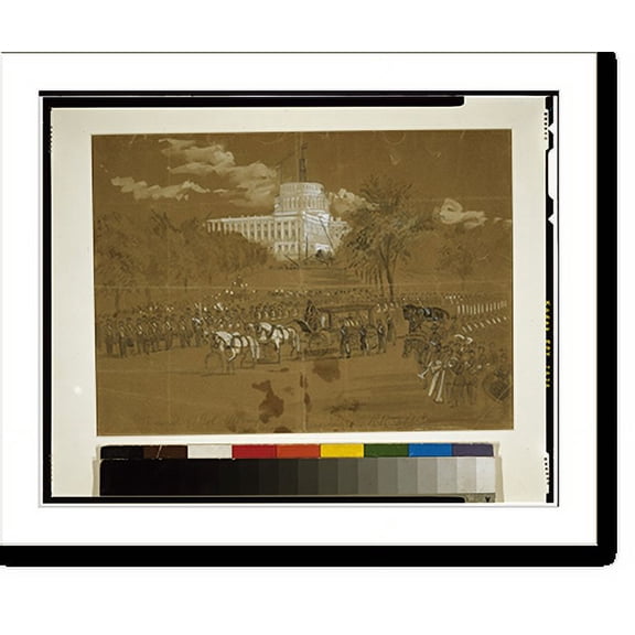 Historic Print, Funeral of Col. Vosburgh. The Hearse approaching the R.R. Depot - 2, 16" x 20"