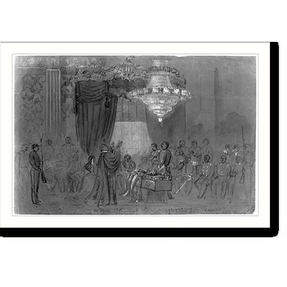Historic Print, Funeral service over Col. Ellsworth at the White House East Room, 18" x 24"
